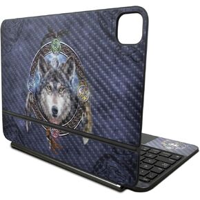 Carbon Fiber Skin Compatible with Apple Magic Keyboard for iPad Pro 11‑inch (M4) 2024 - Wolf Dreamcatcher - Premium 3M Vinyl Protective Decal Cover - Easy to Apply | Crafted in The USA by MightySkins