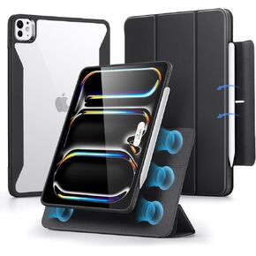 ESR for iPad Pro 13 Inch Case (2024), iPad Pro 13 Case with Pencil Holder, Removable Magnetic Cover, Vertical Stand, Fully Supports Pencil Pro and Pencil(USB-C), Rebound 360 Series, Brilliant White