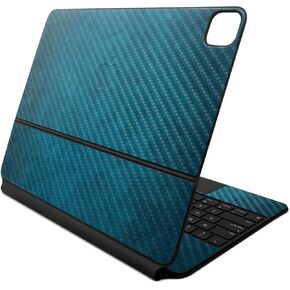 غلاف من ألياف الكربون متوافق مع لوحة مفاتيح Apple Magic Keyboard لجهاز iPad Air 13 بوصة (M2) 2024 - خطوط زرقاء - غطاء لاصق واقٍ ملتف من الفينيل 3M ممتاز - سهل الاستخدام | صُنع في الولايات المتحدة الأمريكية بواسطة MightySkins