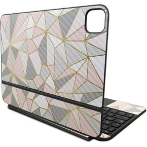 Carbon Fiber Skin Compatible with Apple Magic Keyboard for iPad Pro 11‑inch (M4) 2024 - Rose Gold Polygon - Premium 3M Vinyl Protective Decal Cover - Easy to Apply | Crafted in The USA by MightySkins