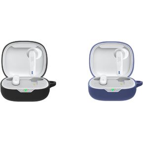 عبوتان من غطاء حماية من السيليكون الناعم DAYJOY متوافق مع سماعات الأذن JBL Wave 300TWS/VIBE 300TWS/JBL Vibe Flex، وحافظة جلدية واقية مع سلسلة مفاتيح (أسود + أزرق)