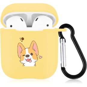 JOYLAND Cute Ducks Case for AirPods 2 & 1 with Keychain, Kawaii Design Soft Yellow Silicone Shockproof Protective Portable Earphone Cover, for Apple AirPods 2nd 1st Generation Charging Case