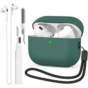 Silicone Case Compatible with AirPods Pro 2nd Generation Cover AirPods Pro 2 Case with Magnetic Anti-Lost Strap and Cleaner Kit (Black)