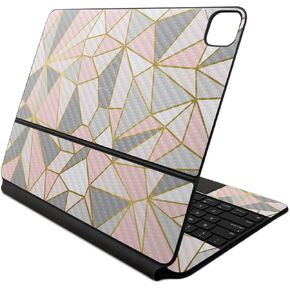 Carbon Fiber Skin Compatible with Apple Magic Keyboard for iPad Air 13-inch (M2) 2024 - Rose Gold Polygon - Premium 3M Vinyl Protective Decal Cover - Easy to Apply | Crafted in The USA by MightySkins