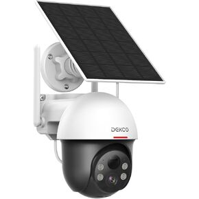 DEKCO Solar Security Camera Outdoor Wireless, Battery Powered, Panoramic Pan Tilt Zoom, Auto Motion Tracking, True 2K, Color Night Vision, Spotlight, 2-Way Talk