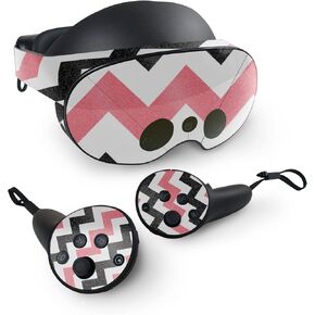 MightySkins Glossy Glitter Skin Compatible with Meta Quest Pro - Black Pink Chevron | Protective, Durable High-Gloss Glitter Finish | Easy to Apply, Remove, and Change Styles | Made in The USA