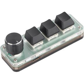 Yunseity Mini 3 Key Keypad with Knob,Mechanical Gaming Keyboard Programming Macro Keyboard with Knob for DIY Programm