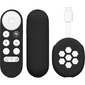 kwmobile Remote Cover Set Compatible with Google Chromecast 2020 4K (not for New-Generation) - Remote and Device Case 2 Piece Set - White/White