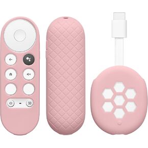 kwmobile Remote Cover Set Compatible with Google Chromecast 2020 4K (not for New-Generation) - Remote and Device Case 2 Piece Set - White/White