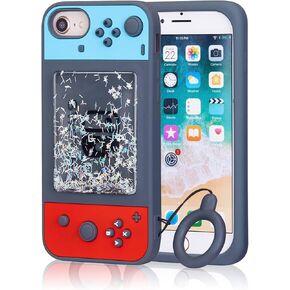 Jowhep Case for iPhone SE 2022/2020 Cartoon 3D Phone Case for iPhone 7/8/6/6S Cute Kawaii Fun Quicksand Game Sparkle Bling Design Designer Silicone Cover Cool Funny Cases for Girls Kids Boys