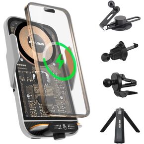 SPLACH Zippy Wireless Charging Phone Holder, Hook-Type/clamp-Style Vent Mount, Invisible Mount, Tripod, auto-Sensor Phone Holder, Compatible with iPhone Samsung Google and All 4.7''-6.8'' Phones