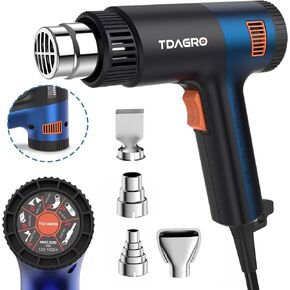 Heat Gun for crafting 1800W, 122℉~1202℉ Variable Temperature Control with 2-Temp Settings 4 Nozzles, 1.5s Fast Heating Mini Heat Gun for Resin, Shrink PVC Tubing/Wrapping/Crafts and Vinyl Wrap