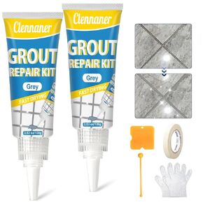 Grout Repair Kit, 2 Pack Tile Grout Filler Tubes, Grout Cleaner for Tile Floors Sink Bathroom Shower Kitchen, Grout Sealer Restore and Renew Tile Joints Line, Gaps, Replace Grout Pen (White)