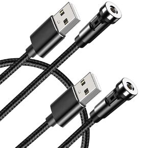 Terasako Magnetic Charging Cable(Not Including Magnetic Connector) [ 2-Pack], 540° Rotating Magnetic Phone Charger Cable with LED Light, Nylon-Braided Cords (Black) (3 ft)