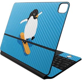 Carbon Fiber Skin Compatible with Apple Magic Keyboard for iPad Air 13-inch (M2) 2024 - Skater Penguin - Premium 3M Vinyl Protective Decal Cover - Easy to Apply | Crafted in The USA by MightySkins