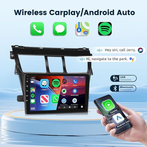 2G+64G لسيارة Toyota Vios Yaris 2007-2012 ستيريو سيارة أندرويد مع Carplay لاسلكي Android Auto، شاشة لمس 9 بوصة راديو سيارة بلوتوث يدعم نظام تحديد المواقع العالمي (GPS) واي فاي HiFi Audio FM SWC + كاميرا احتياطية عالية الدقة in Saudi Arabia