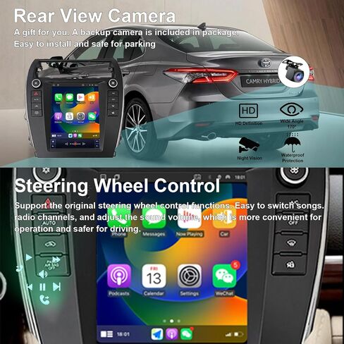 for Toyota Camry 2012-2014 Android 12 Car Stereo with Wireless Carplay/Android Auto 4G Network WiFi 2+32G 4 Core GPS Navigation Radio Player 9.7'' HD Touch Screen Audio Backup Camera（Vertical Screen） in Saudi Arabia