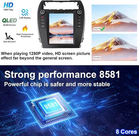for Toyota Camry 2012-2014 Android 12 Car Stereo with Wireless Carplay/Android Auto 4G Network WiFi 2+32G 4 Core GPS Navigation Radio Player 9.7'' HD Touch Screen Audio Backup Camera（Vertical Screen） in Saudi Arabia