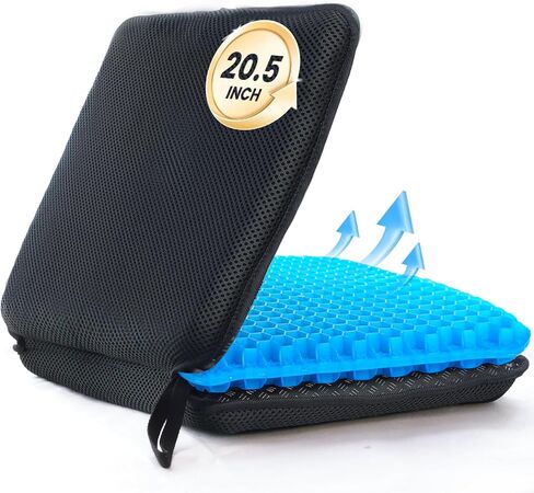 Portable Gel Seat Cushion, Up to 20.5" Foldable Travel Cushion for Home, Office Chair, Bleacher, Folding Egg Gel Cushion for Stadium, Travel, Camping, Seat Cushion for Pressure Relief[Black] in Saudi Arabia