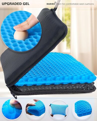Portable Gel Seat Cushion, Up to 20.5" Foldable Travel Cushion for Home, Office Chair, Bleacher, Folding Egg Gel Cushion for Stadium, Travel, Camping, Seat Cushion for Pressure Relief[Black] in Saudi Arabia