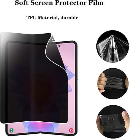(1 SET 2 PCS) Privacy Screen Protector Compatible with Galaxy Z Fold 4 5G 2022, 1PCS Outside(Front) +1PCS Inner Full Covered AntiSpy Antipeep Soft Screen Protector Film Scratch Resistant for in Saudi Arabia