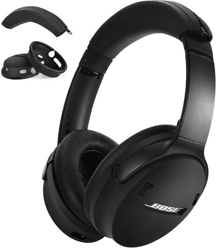 حافظة AIRSPO لجهاز Bose QuietComfort 45 Bose qc 45 غطاء سيليكون واقي ناعم، أسود in Saudi Arabia