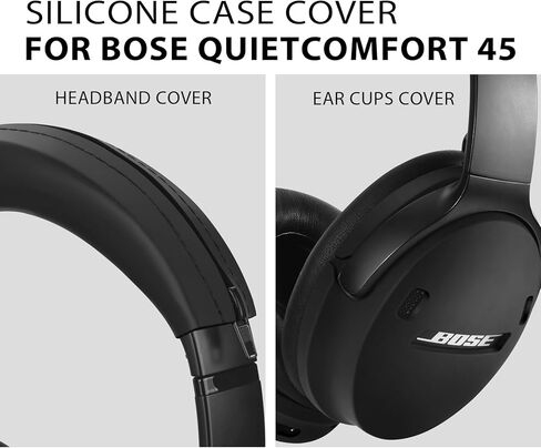 حافظة AIRSPO لجهاز Bose QuietComfort 45 Bose qc 45 غطاء سيليكون واقي ناعم، أسود in Saudi Arabia