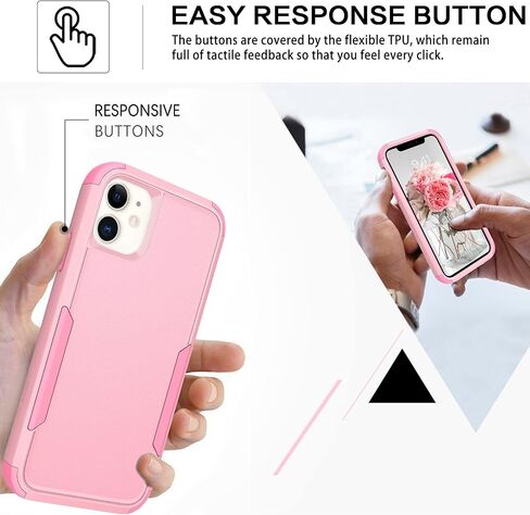 حافظة BENTOBEN لهاتف iPhone 11، حافظة هاتف iPhone 11، شديدة التحمل 3 في 1، هيكل كامل متين مقاوم للصدمات، هجين صلب من البولي كربونات الناعم من مادة TPU الواقية من الصدمات للفتيات والنساء والأولاد والرجال لهاتف iPhone 11، تصميم وردي in Saudi Arabia
