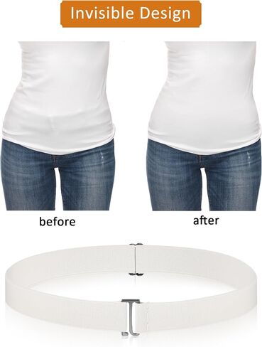 Invisible Women Belts Elastic Stretch Belts with Flat Buckle for Jeans Pants Dresses(Black, Grey, 2 Pack) in Saudi Arabia