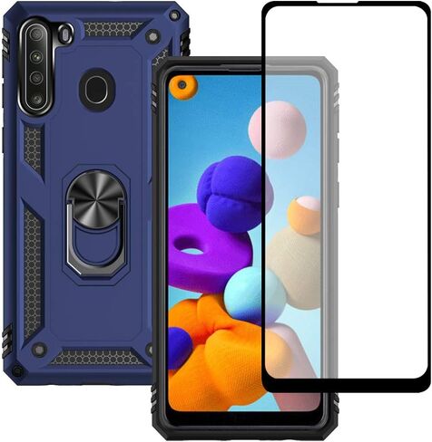 Samsung A21 Phone Case, Galaxy A21 Phone Case with Screen Protector, Military Grade Protective Cases with Ring for Samsung Galaxy A21 (Red) in Kuwait