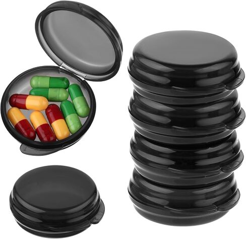 5Pcs Small Pill Box, Travel Pill Case, Portable Medicine Pill Container Holder, Daily Round Mini Pill Organizer for Purse Pocket to Hold Vitamin Medication Fish Oil Supplement in Saudi Arabia