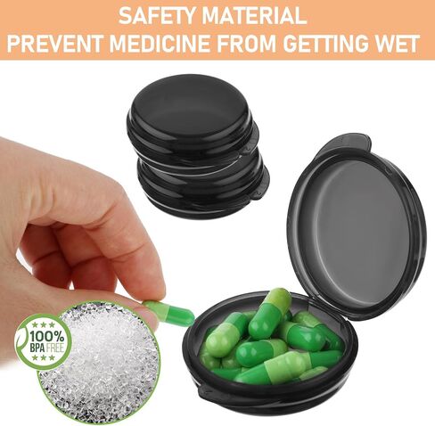 5Pcs Small Pill Box, Travel Pill Case, Portable Medicine Pill Container Holder, Daily Round Mini Pill Organizer for Purse Pocket to Hold Vitamin Medication Fish Oil Supplement in Saudi Arabia