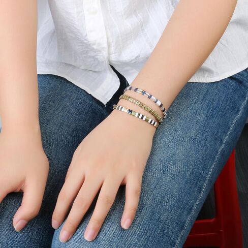 Tila Bead Bracelet Women Strand Bracelet Flat Bead Bracelet Handmade Stack Friendship Bracelet in Saudi Arabia