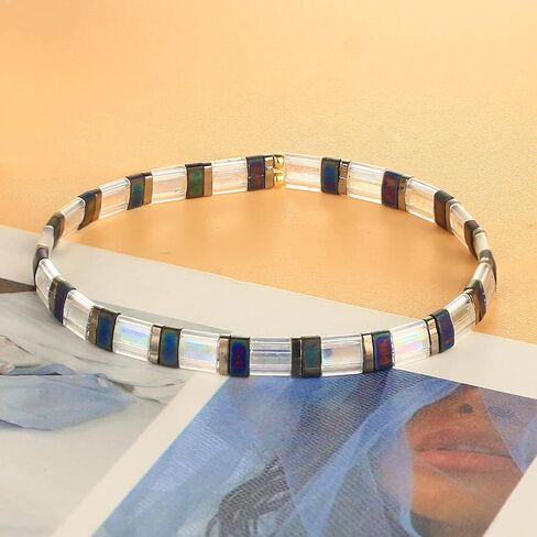 Tila Bead Bracelet Women Strand Bracelet Flat Bead Bracelet Handmade Stack Friendship Bracelet in Saudi Arabia