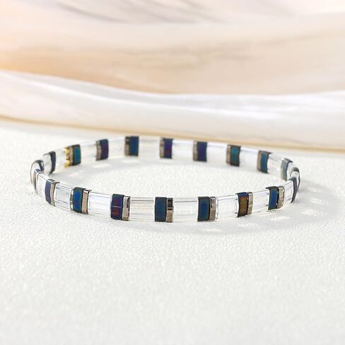 Tila Bead Bracelet Women Strand Bracelet Flat Bead Bracelet Handmade Stack Friendship Bracelet in Saudi Arabia
