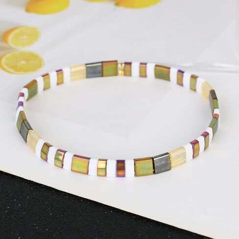 Tila Bead Bracelet Women Strand Bracelet Flat Bead Bracelet Handmade Stack Friendship Bracelet in Saudi Arabia
