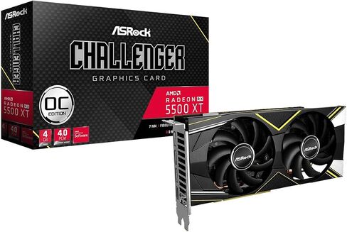 بطاقة رسومات ASRock AMD Radeon RX 5500 XT Challenger D 4GB OC GDDR6، 3 x DisplayPort، 1 x HDMI، 4GB 128-bit GDDR6، تقنية AMD Eyefinity، بنية RDNA، RX5500XT CLD 4GO in Saudi Arabia