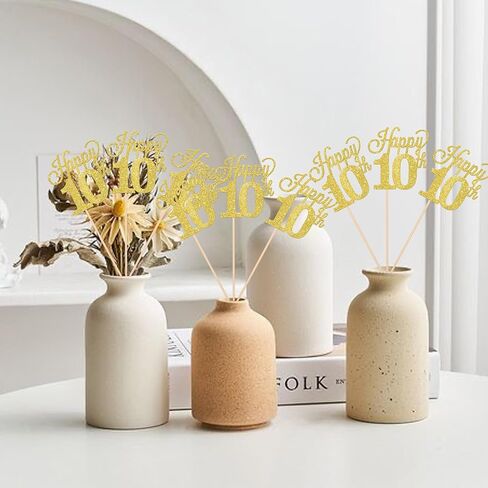 12 Pack Happy 30th Centerpiece Sticks Glitter Number 30 Thirty 30th Birthday Table Flower Centerpiece Sticks for Cheers to 30 Years Old 30th Birthday Theme Party Supplies Gold in Saudi Arabia