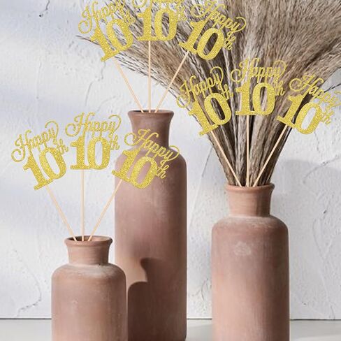 12 Pack Happy 30th Centerpiece Sticks Glitter Number 30 Thirty 30th Birthday Table Flower Centerpiece Sticks for Cheers to 30 Years Old 30th Birthday Theme Party Supplies Gold in Saudi Arabia