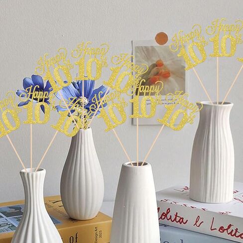 12 Pack Happy 30th Centerpiece Sticks Glitter Number 30 Thirty 30th Birthday Table Flower Centerpiece Sticks for Cheers to 30 Years Old 30th Birthday Theme Party Supplies Gold in Saudi Arabia