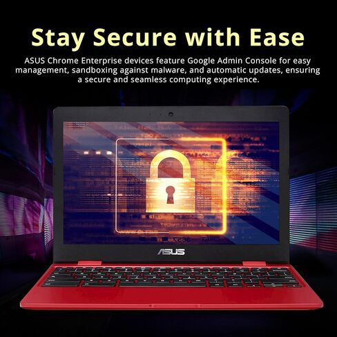 Asus C223 11.6'' HD Chromebook Laptop, Intel Celeron N3350 Processor, 4GB RAM, 32GB eMMC Flash Memory, Intel HD Graphics, HD Webcam, Stereo Speakers, Chrome OS, Red, (Renewed) in Saudi Arabia