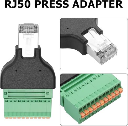 YAODHAOD RJ50 محول توصيل سريع بدون لحام، مقبس ذكر RJ50 10P10C إلى 10 دبوس موصل توصيل طرفي تجعيد زنبركي لموسع إيثرنت Cat7 Cat6 Cat5 Cat5e (RJ50 ذكر) in Saudi Arabia