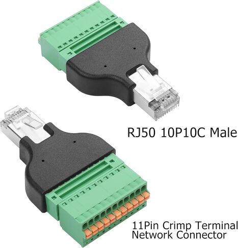 YAODHAOD RJ50 محول توصيل سريع بدون لحام، مقبس ذكر RJ50 10P10C إلى 10 دبوس موصل توصيل طرفي تجعيد زنبركي لموسع إيثرنت Cat7 Cat6 Cat5 Cat5e (RJ50 ذكر) in Saudi Arabia