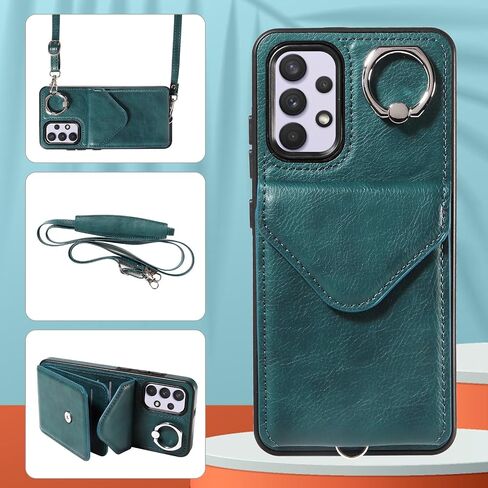 Asuwish Phone Case for Samsung Galaxy A32 5G 2021 6.5 inch Wallet Cover with Screen Protector and Card Holder Slot Ring Stand Flip Cell Accessories M32 G5 A 32 32A S32 SM-A326U A326U Women Men Red in Saudi Arabia