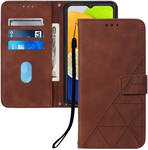 Case for Motorola Moto G54, PU Leather Wallet Case, Credit Cards Holder Kickstand Shockproof Flip Magnetic Protection Cover for Motorola G54 Brown YBS in Saudi Arabia