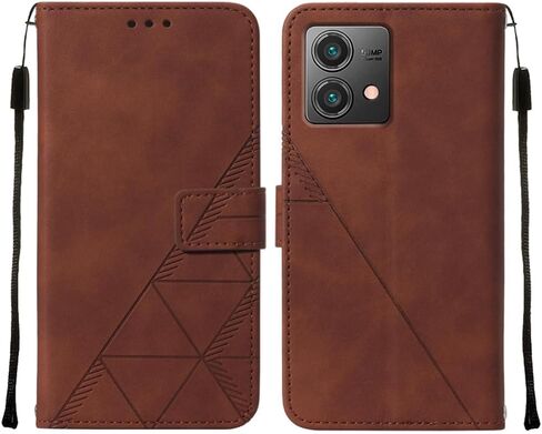 Case for Motorola Moto G54, PU Leather Wallet Case, Credit Cards Holder Kickstand Shockproof Flip Magnetic Protection Cover for Motorola G54 Brown YBS in Saudi Arabia