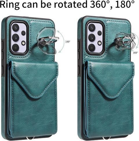 Asuwish Phone Case for Samsung Galaxy A32 5G 2021 6.5 inch Wallet Cover with Screen Protector and Card Holder Slot Ring Stand Flip Cell Accessories M32 G5 A 32 32A S32 SM-A326U A326U Women Men Red in Saudi Arabia