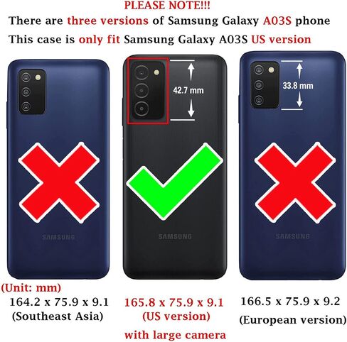 Asuwish Phone Case for Samsung Galaxy A03s US Version 5G 2022 Wallet Cover with Tempered Glass Screen Protector and Flip Card Holder Cell Accessories Gaxaly Ao3s A 03s SM-A037U SM A037U Women Men Grey in Saudi Arabia