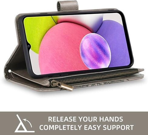 Asuwish Phone Case for Samsung Galaxy A03s US Version 5G 2022 Wallet Cover with Tempered Glass Screen Protector and Flip Card Holder Cell Accessories Gaxaly Ao3s A 03s SM-A037U SM A037U Women Men Grey in Saudi Arabia