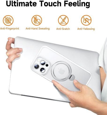 حافظة MAGIC JOHN لهاتف iPhone 15 Pro Max [متوافقة مع Magsafe] [مع حامل معدني مغناطيسي مخفي قابل للدوران 360 درجة] [حماية الكاميرا] [مقاوم للصدمات من الدرجة العسكرية] غير قابل للانزلاق، أسود in Saudi Arabia